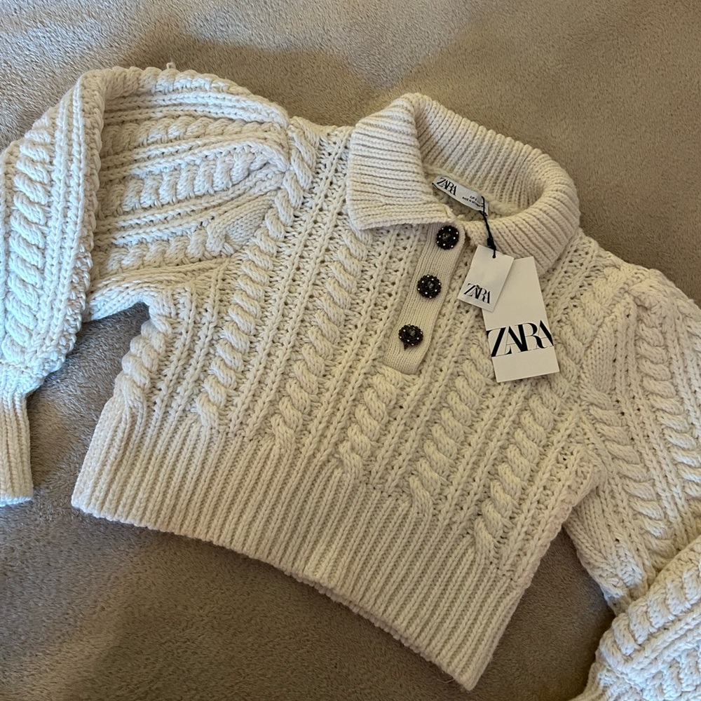 BNWT Zara Cable Knit Cropped Sweater